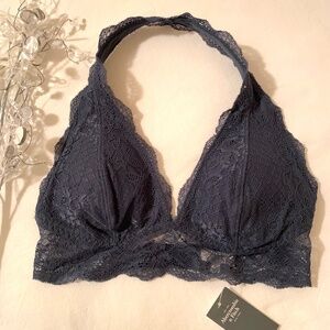 Abercrombie & Fitch Blue/ Grey Lace Halter Bralette Size Small